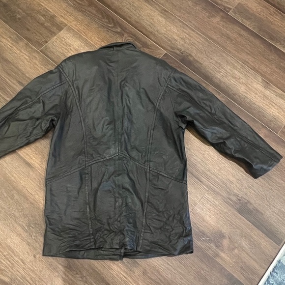 G3 Bomber Jacket Medium Leather Flight G-III Black HEAVY Grunge Y2K Vtg - Picture 6 of 13